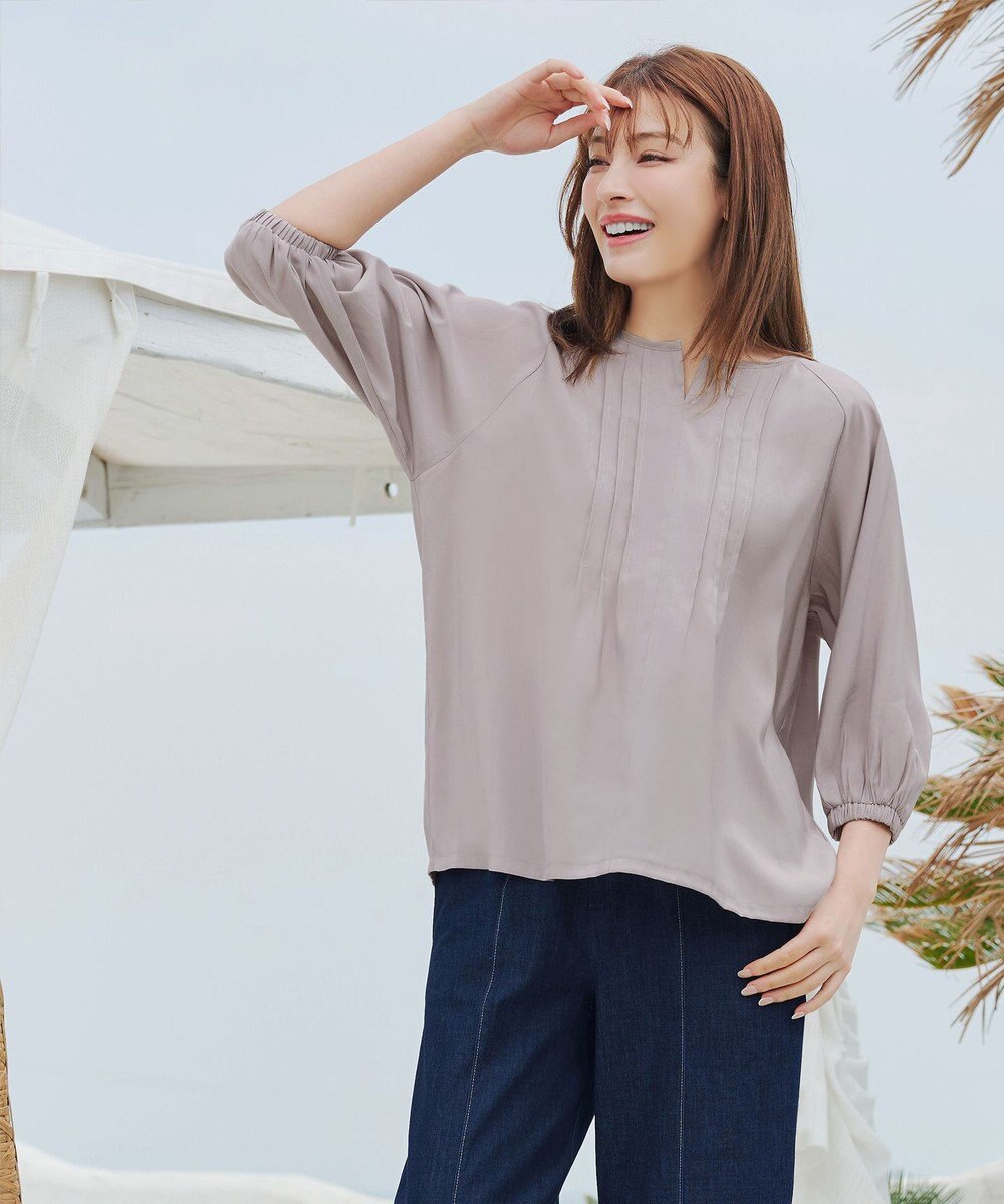 Tiaclasse L 【洗える】ラグランタックブラウス 