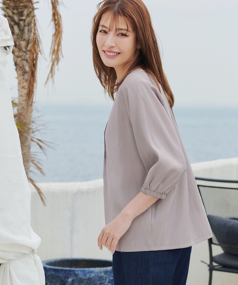 Tiaclasse L 【洗える】ラグランタックブラウス 
