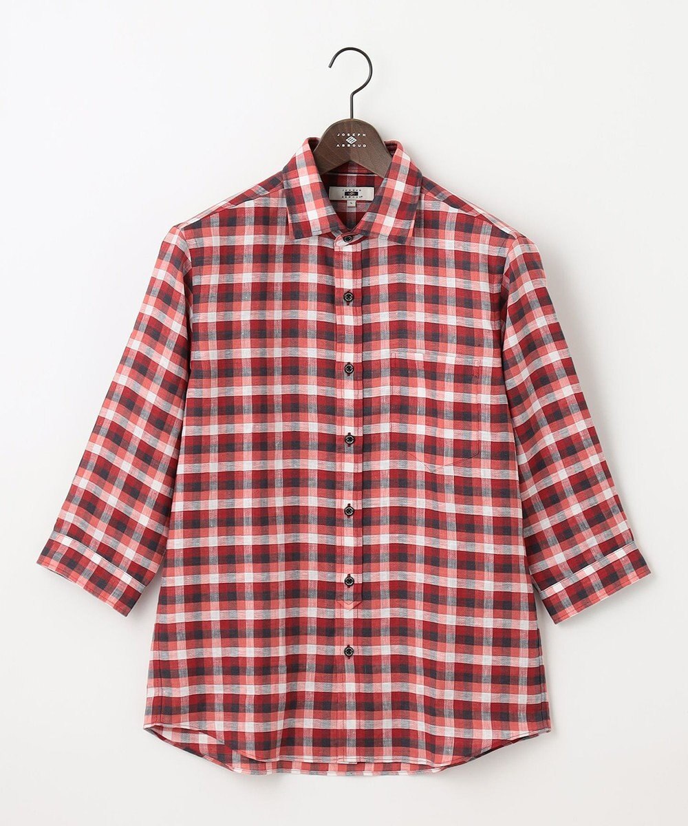 JOSEPH ABBOUD 【麻100％】リネンチェック シャツ 