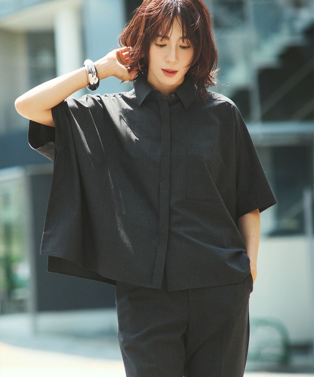 23区 L 【洗える】TWマットクロス ポンチョシルエット シャツ 