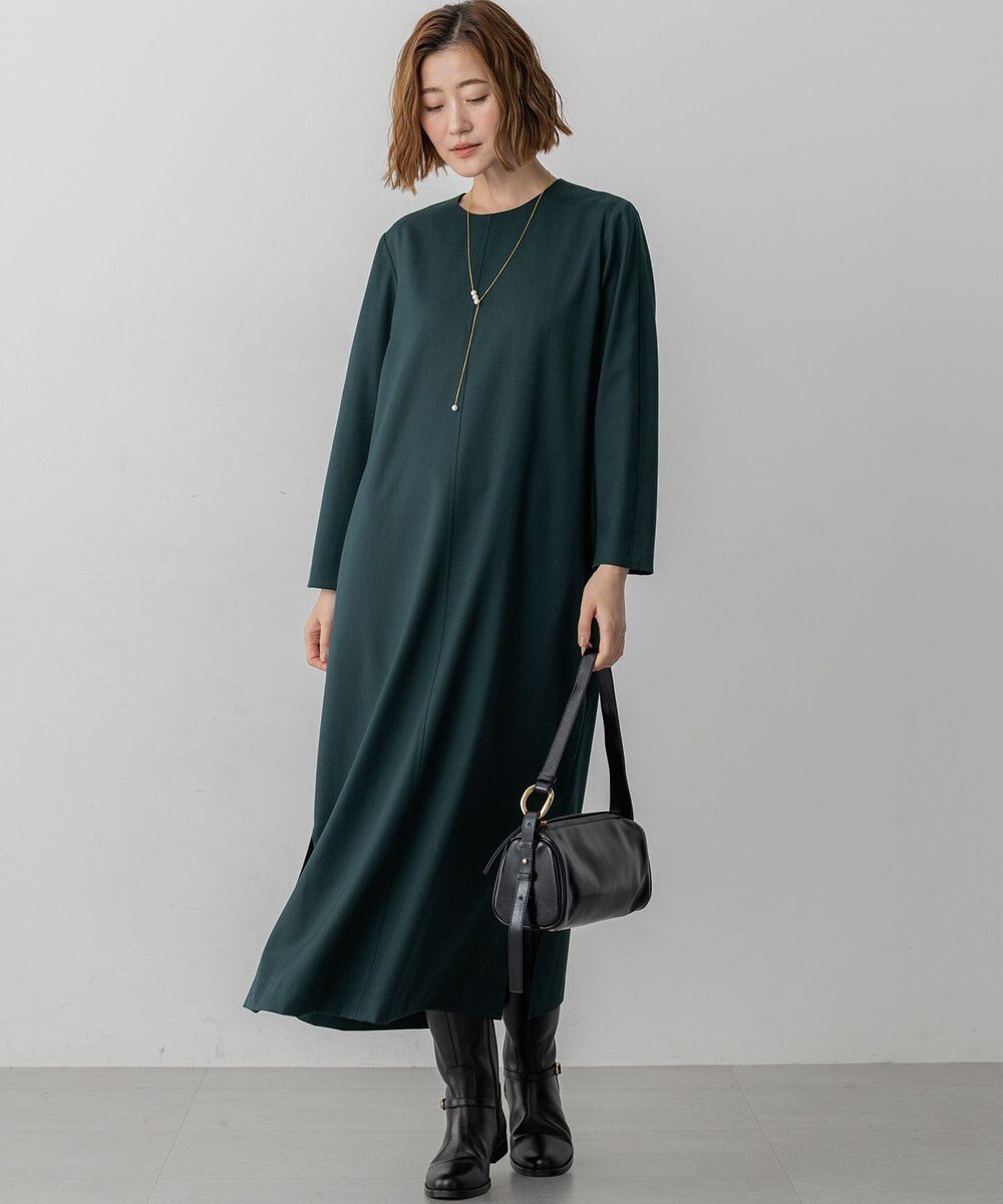 23区 L 【洗える】メリノウールサテン ワンピース 