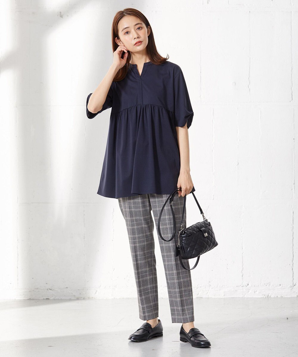 J.PRESS LADIES 【洗える】プレーティング キーネック カットソー 