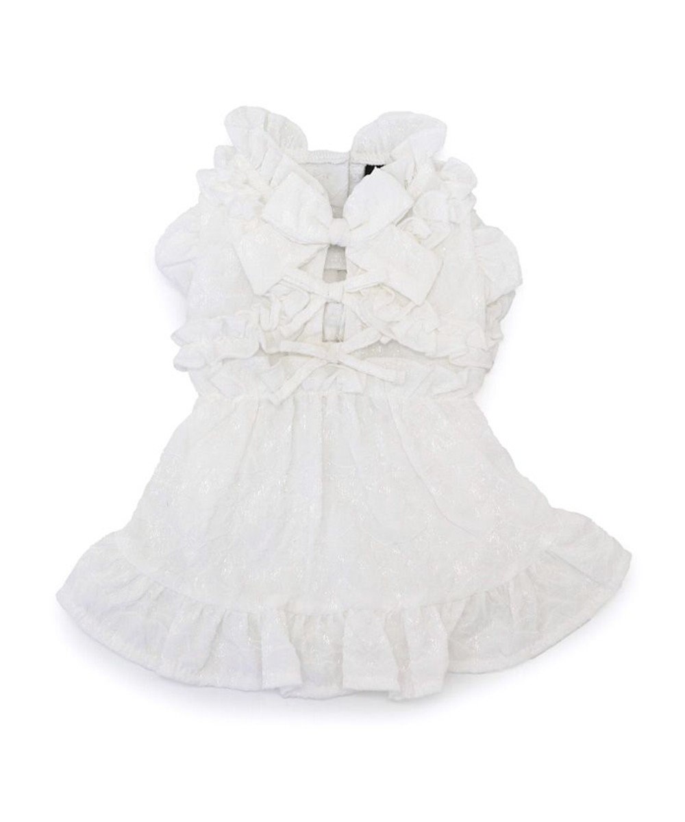 PET PARADISE cherircouture フリルリボン ワンピース 《ホワイト》 小型犬 