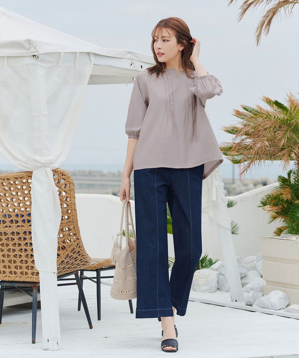 Tiaclasse L 【洗える】ラグランタックブラウス 