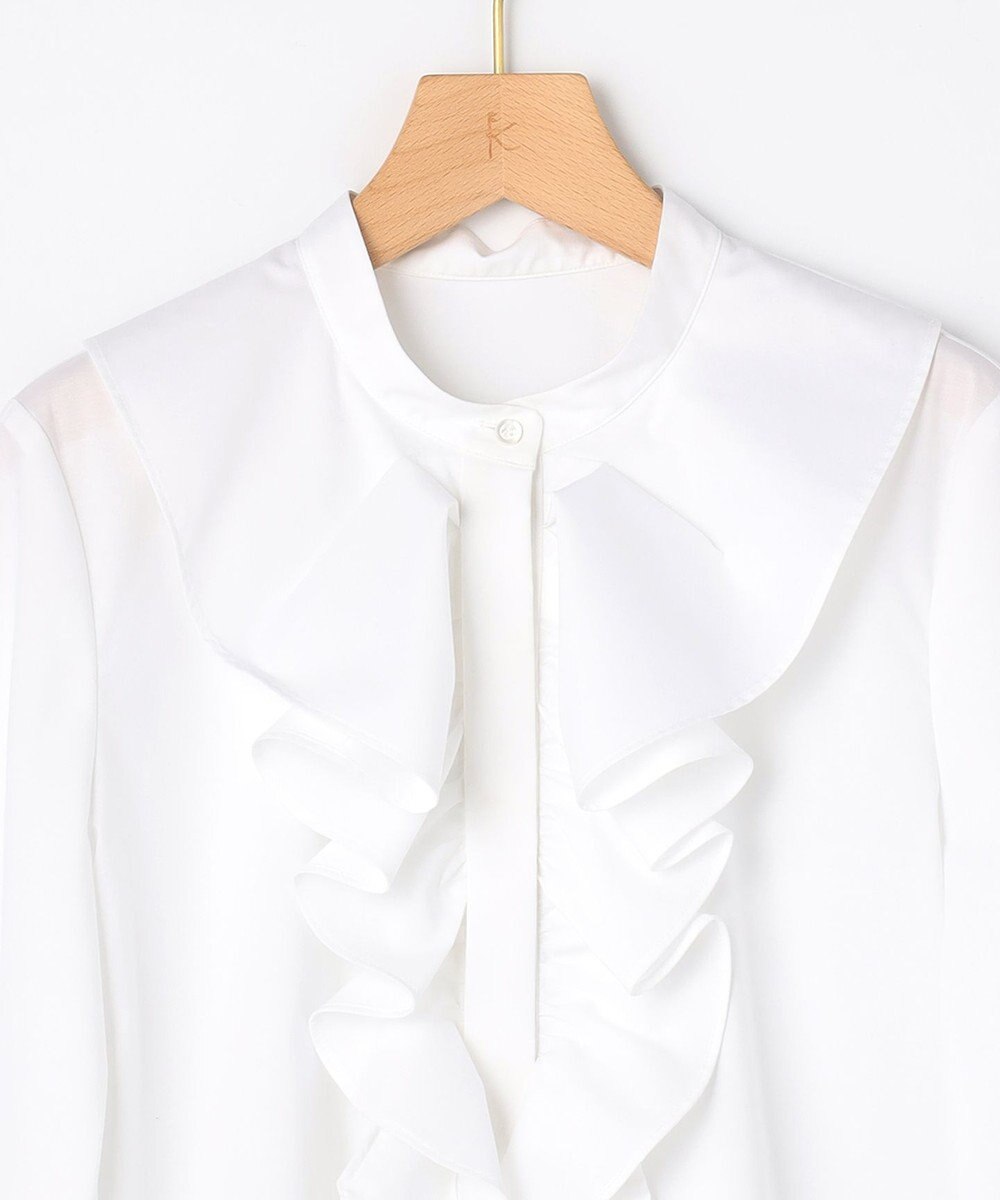 組曲 【KUMIKYOKU NAVY】コットンタッチシャーティングラッフルフレア ブラウス 