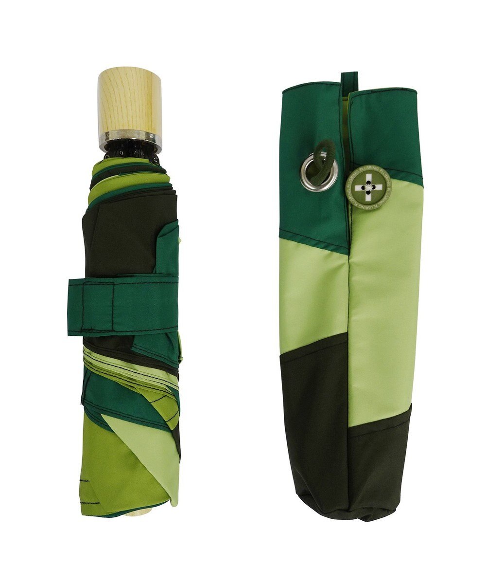 +RING 【限定/日本製】レディース向け パッチワーク プラスリング 折傘55cm GRN SR320 