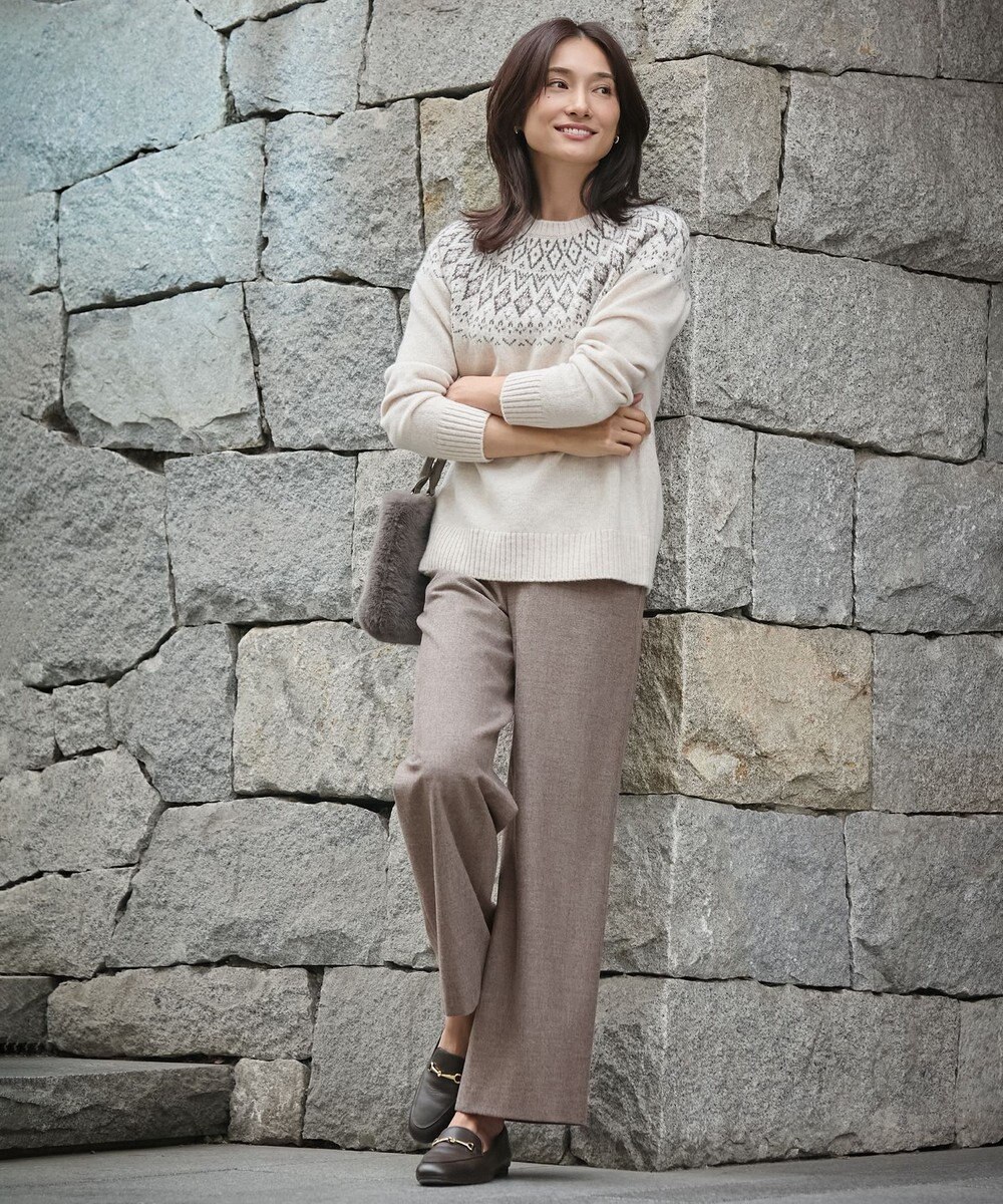 J.PRESS LADIES 【WEB限定カラーあり・洗える】FAIR ISLE ラウンドネック ニット 