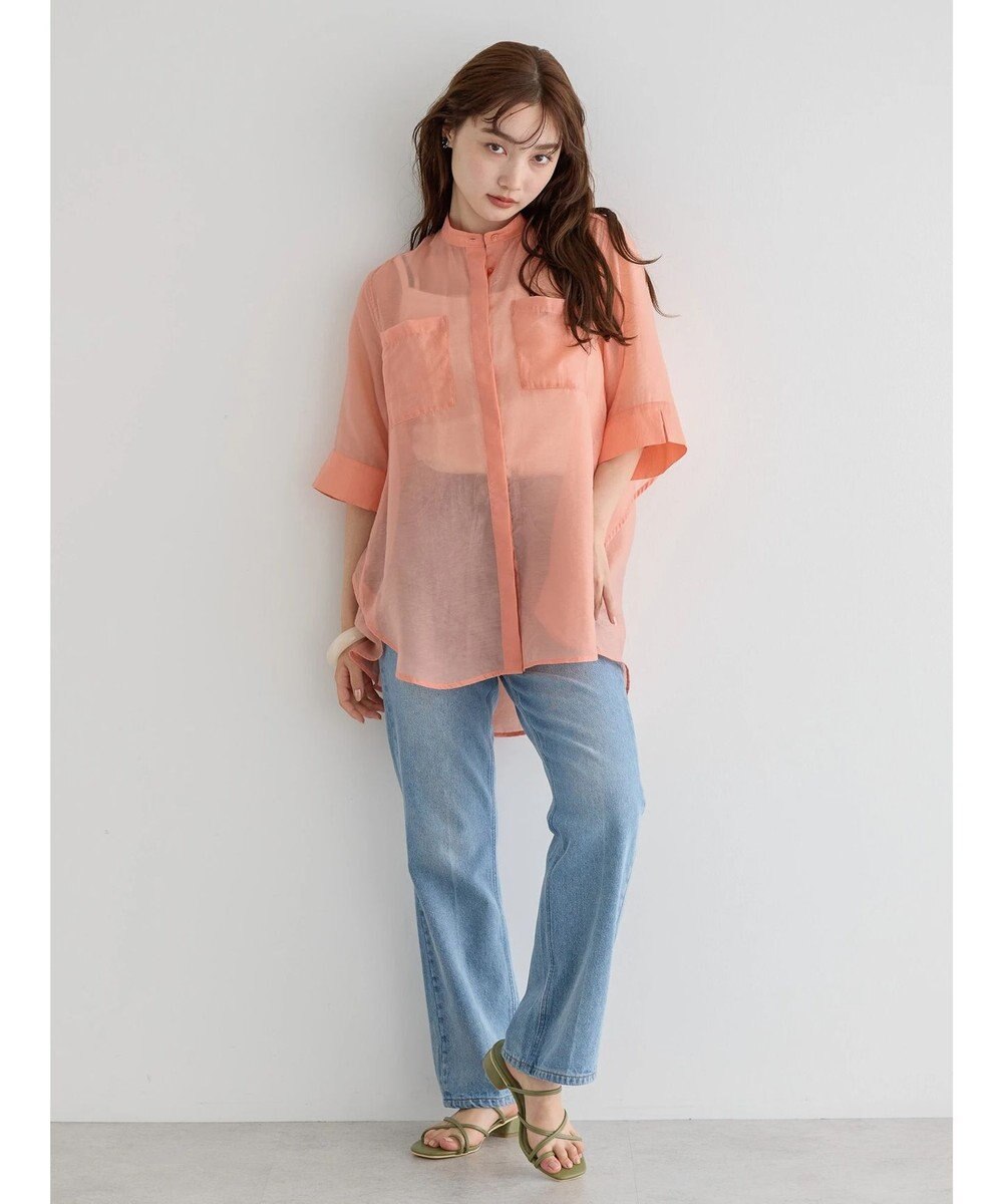 AMERICAN HOLIC シアーバックフレアＷポケットシャツチュニック 