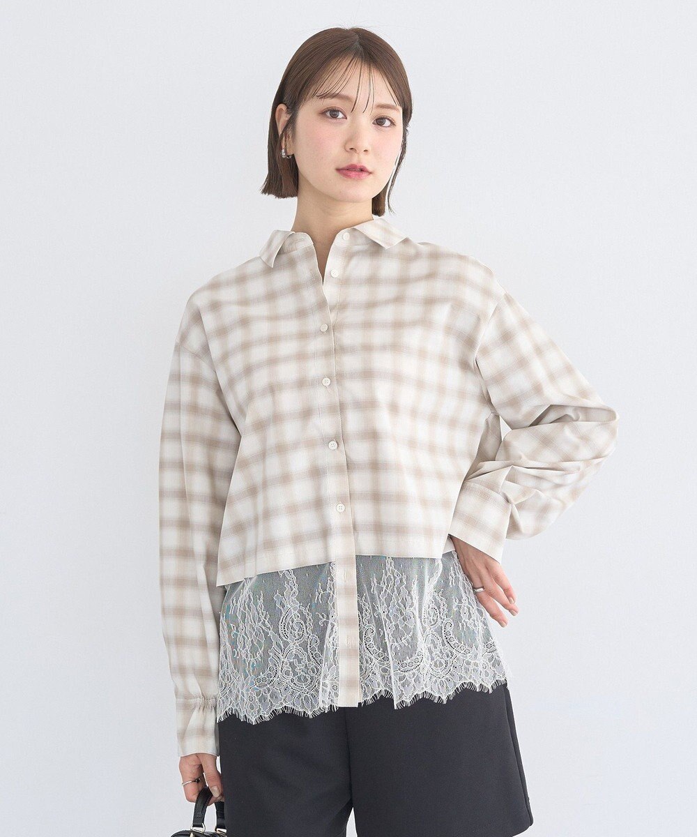 earth music&ecology 適ON レースヘムシャツ 