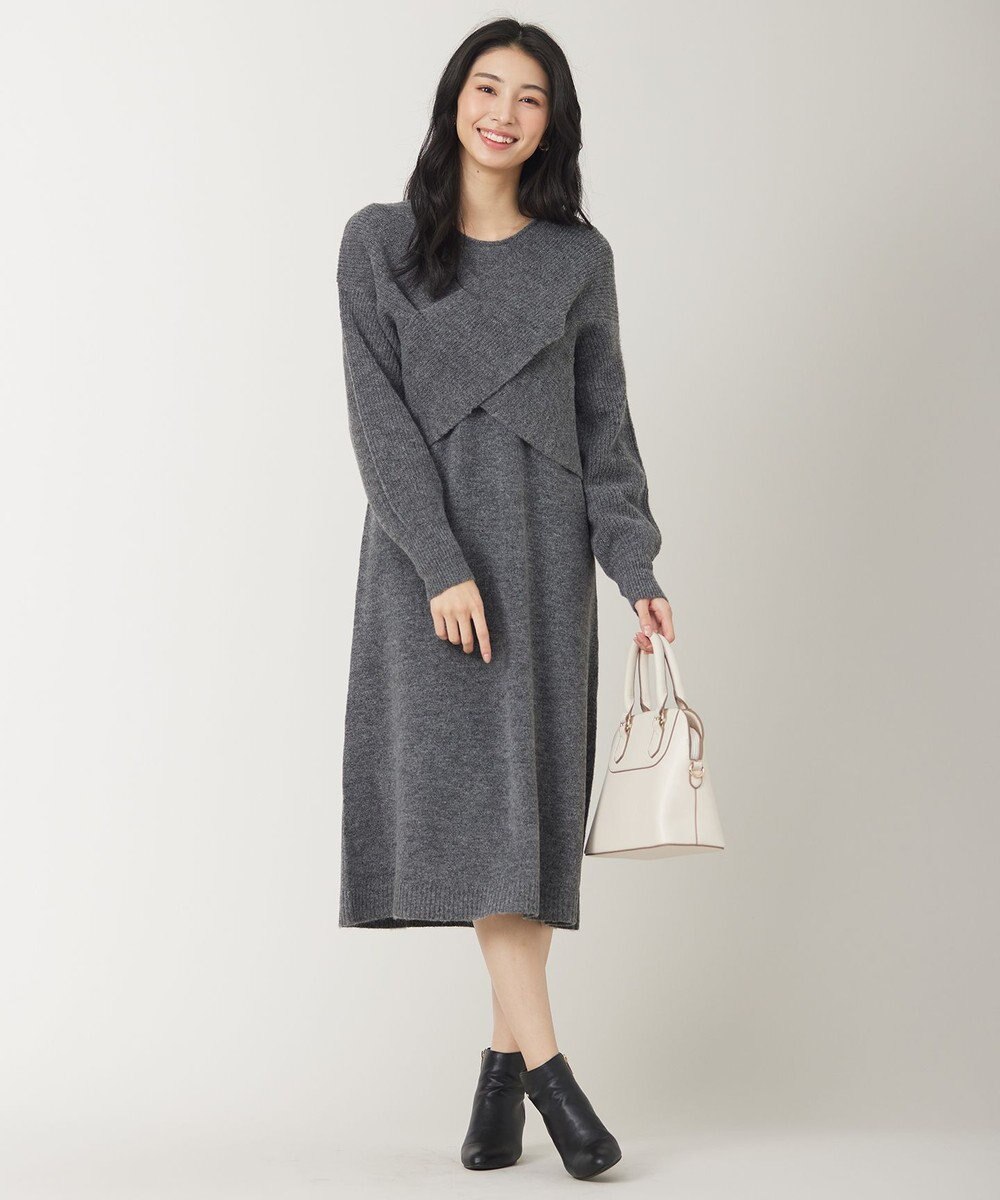 ANY SIS 【洗える】クロスレイヤードニット ワンピース 