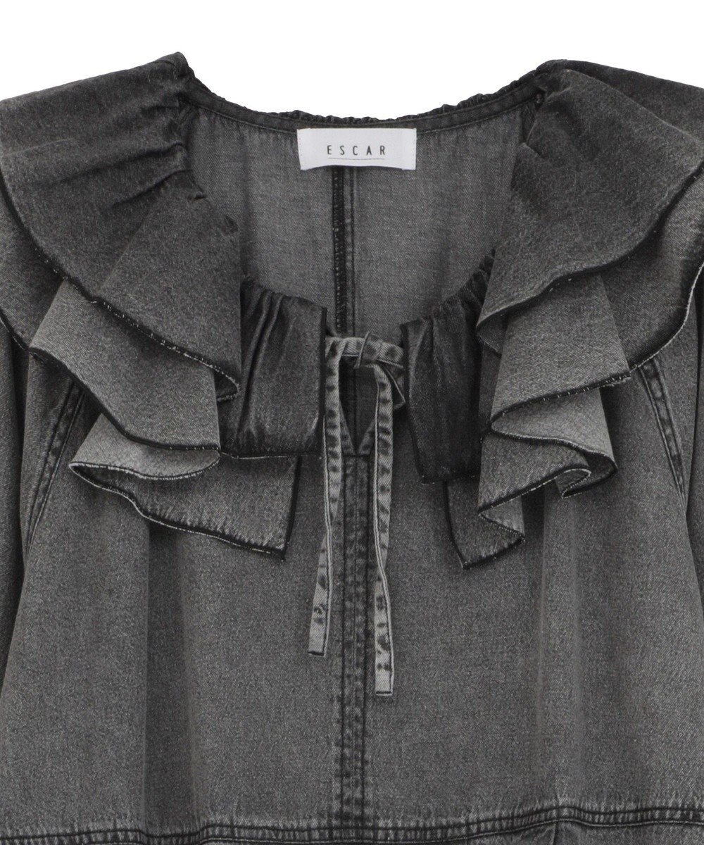 Green Parks ■ESCAR デニムラッフルカラーワンピース 