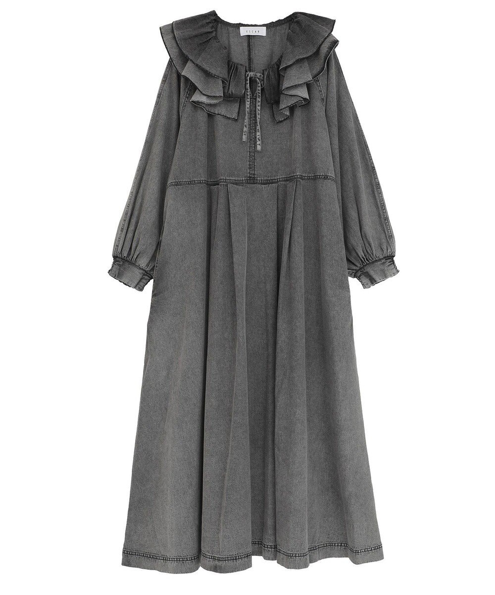 Green Parks ■ESCAR デニムラッフルカラーワンピース 