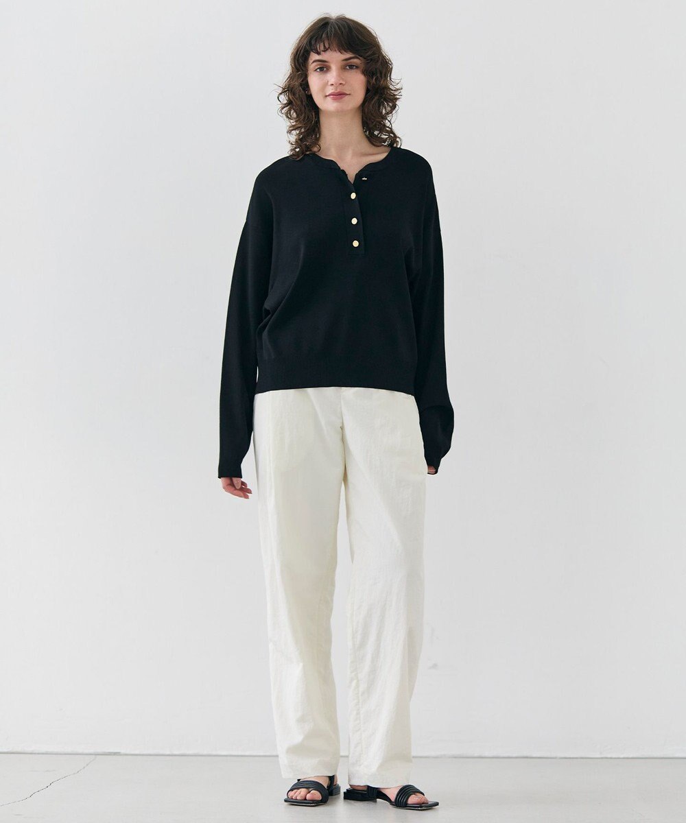 BEIGE， 【洗える】LAURA / クルーネックボタンニットトップス 