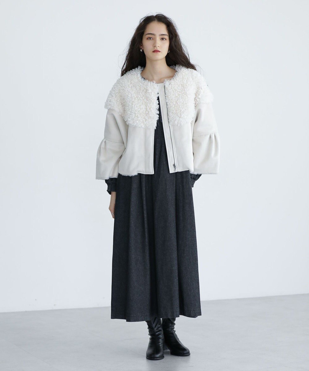 Green Parks ■ESCAR デニムラッフルカラーワンピース 