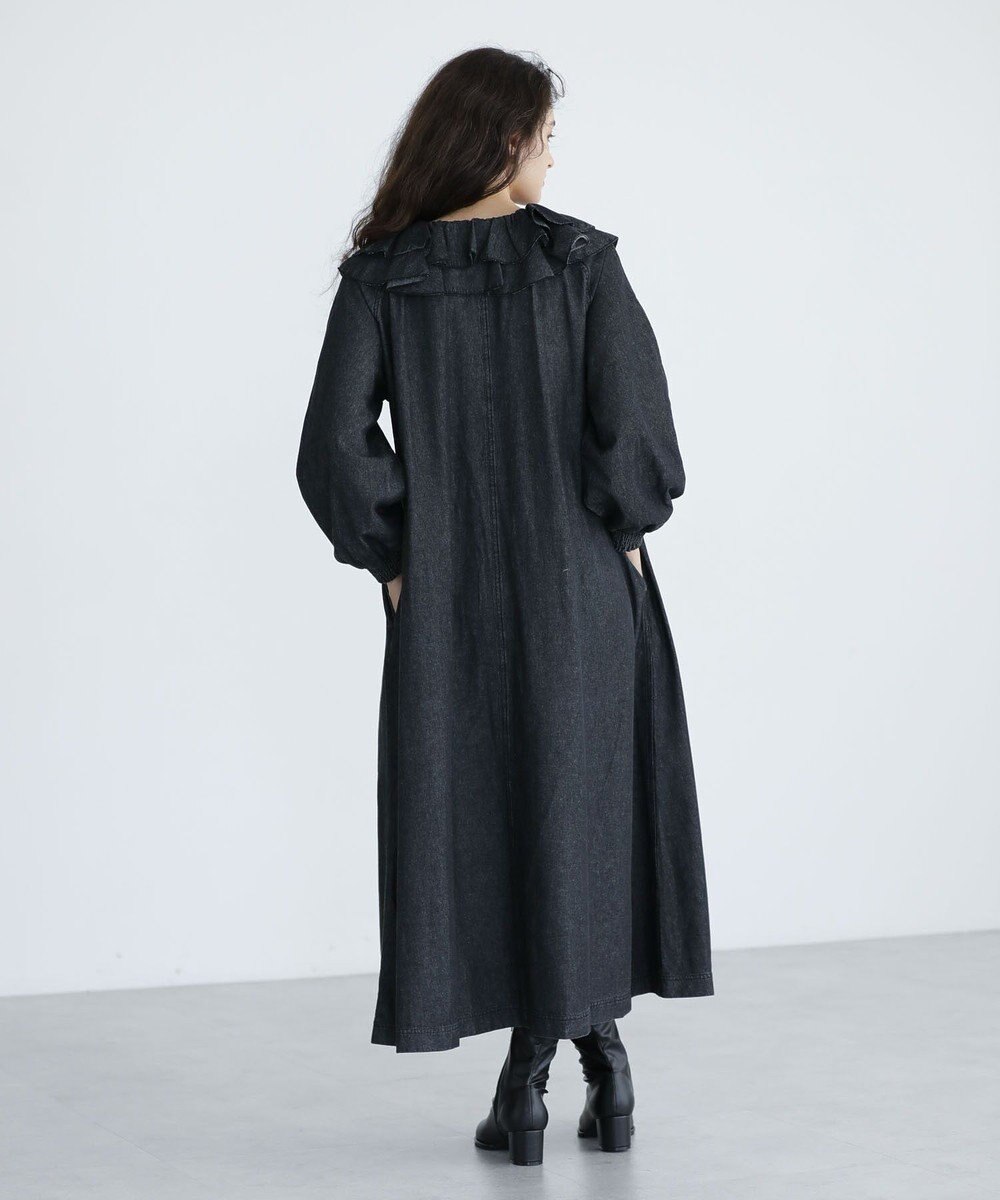 Green Parks ■ESCAR デニムラッフルカラーワンピース 