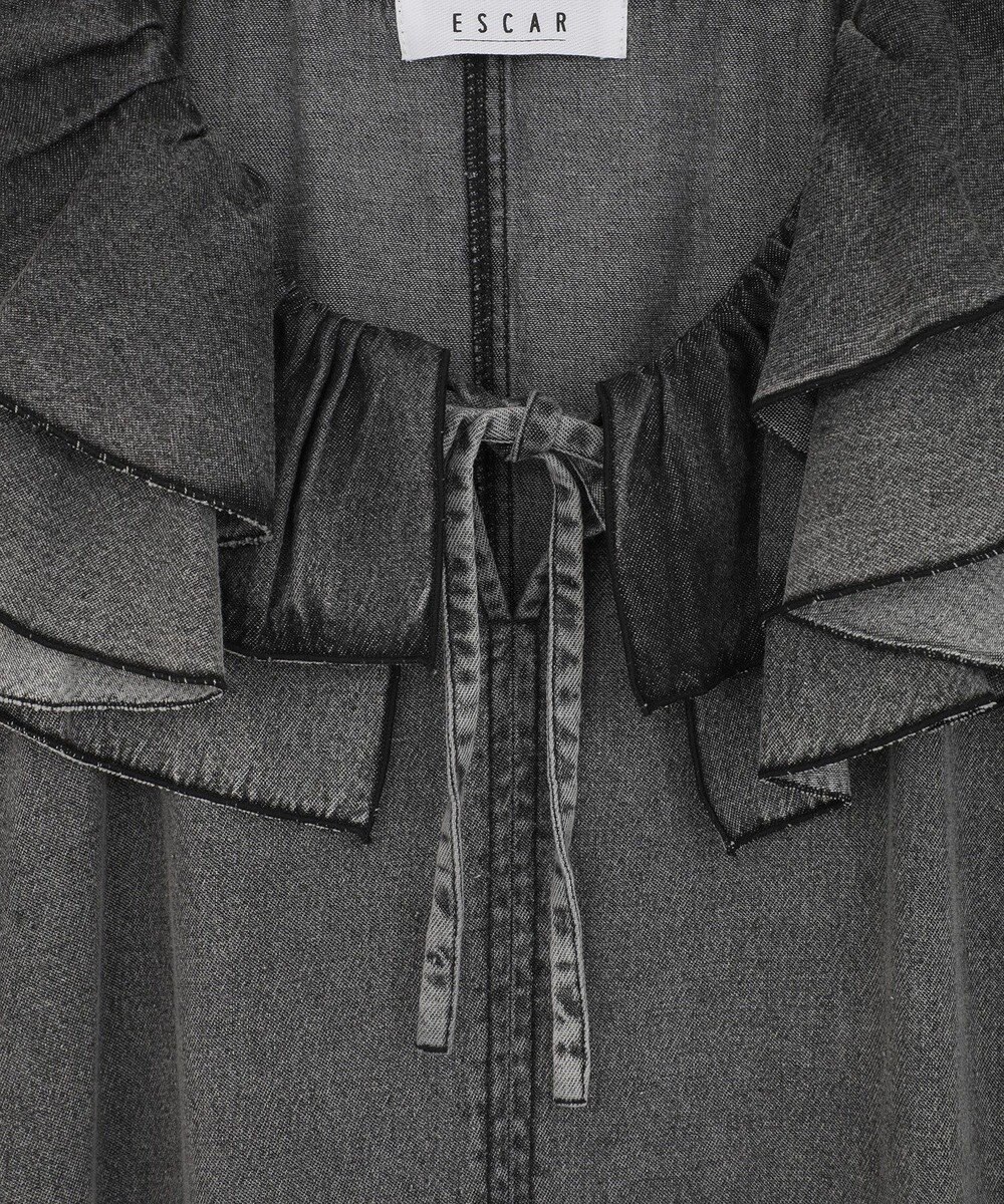 Green Parks ■ESCAR デニムラッフルカラーワンピース 