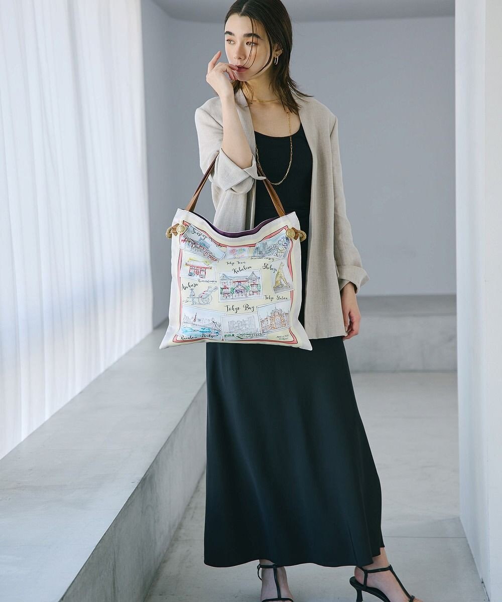 TOPKAPI 【TREASURE TOPKAPI】マイルドサテン スカーフ柄 トートバッグ スーベニアプリント 