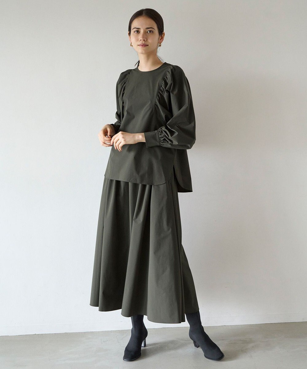 UNFILO 【撥水/軽量/ストレッチ】MOVE TEX ボリュームスリーブブラウス 