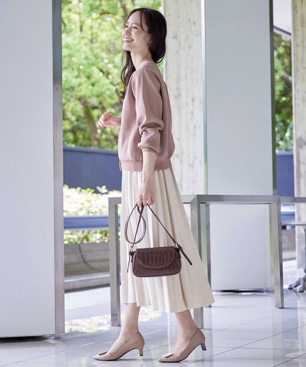 Tiaclasse L 【洗える】中空糸ビジューボタンカーディガン 