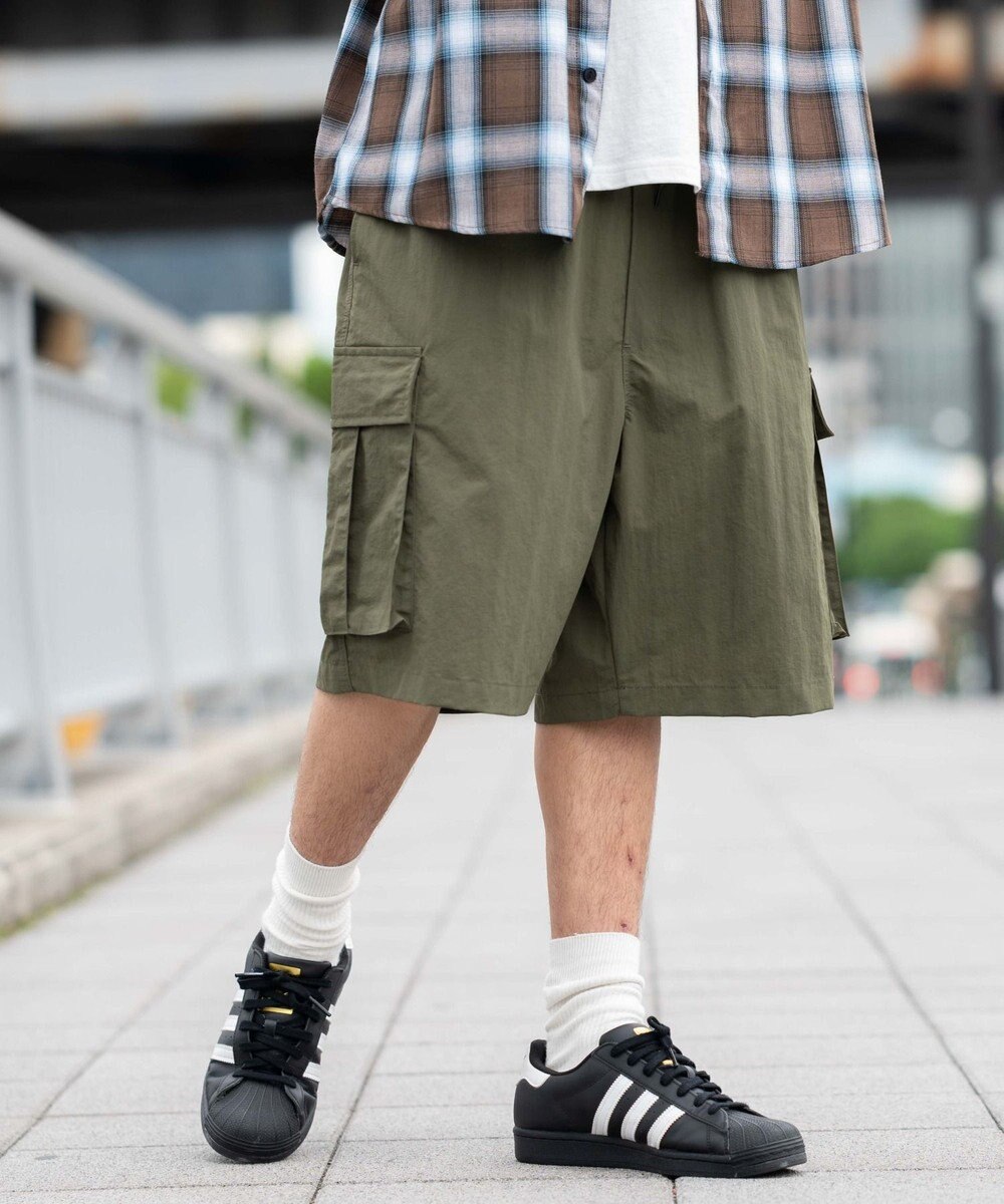 WEGO 【撥水/速乾/ウエストゴム/ユニセックス着用ITEM/MLサイズ展開】ナイロンイージーバギーカーゴショーツ 