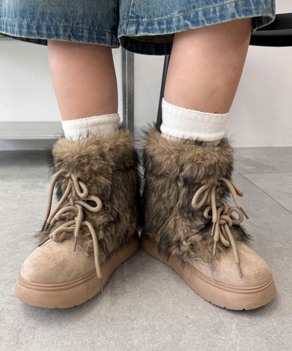 WEGO ボリュームファーレースアップFムートンブーツ 