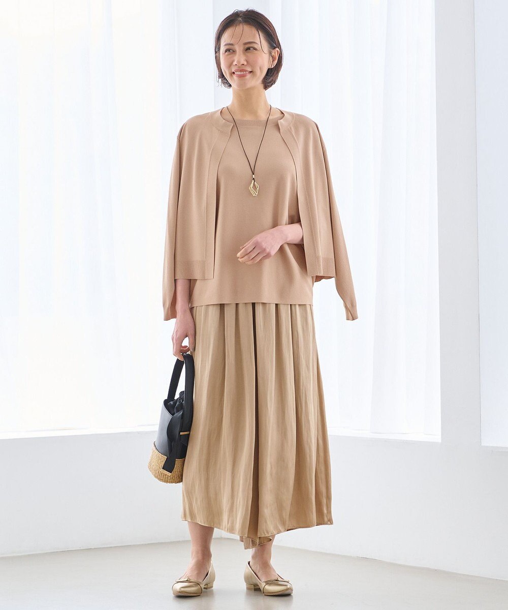 自由区 【ウエストゴム・長さ調整可・洗える・XSサイズあり】ビンテージサテン ガウチョパンツ 