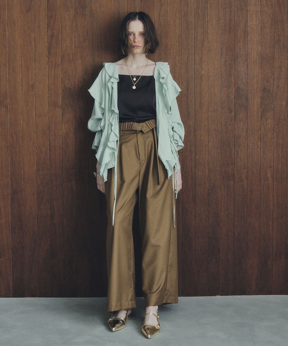 YECCA VECCA ベルト付き2wayタックワイドパンツ 