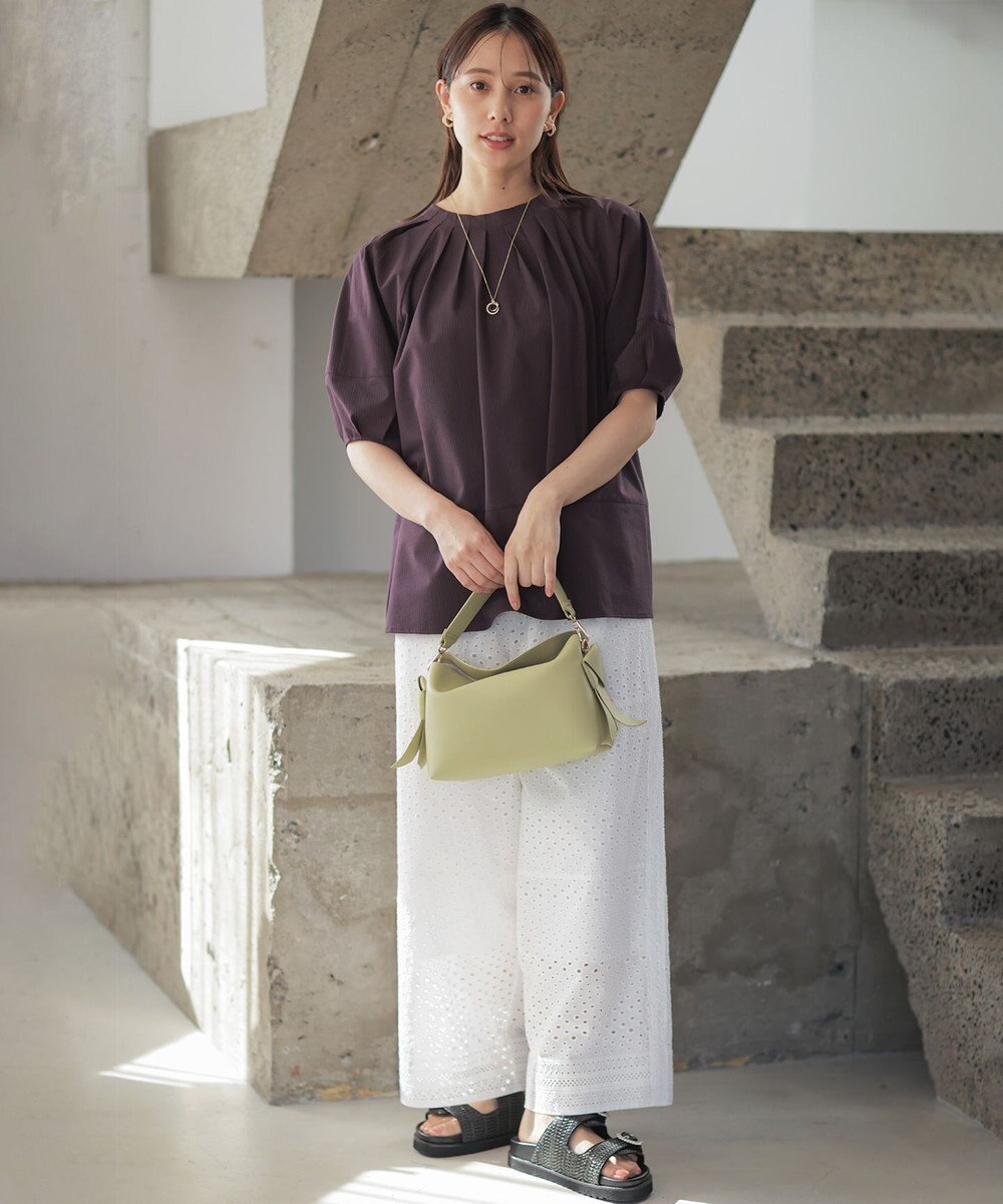 組曲 【先行予約・前後着用可】ソフトサッカーラグランスリーブ ブラウス 