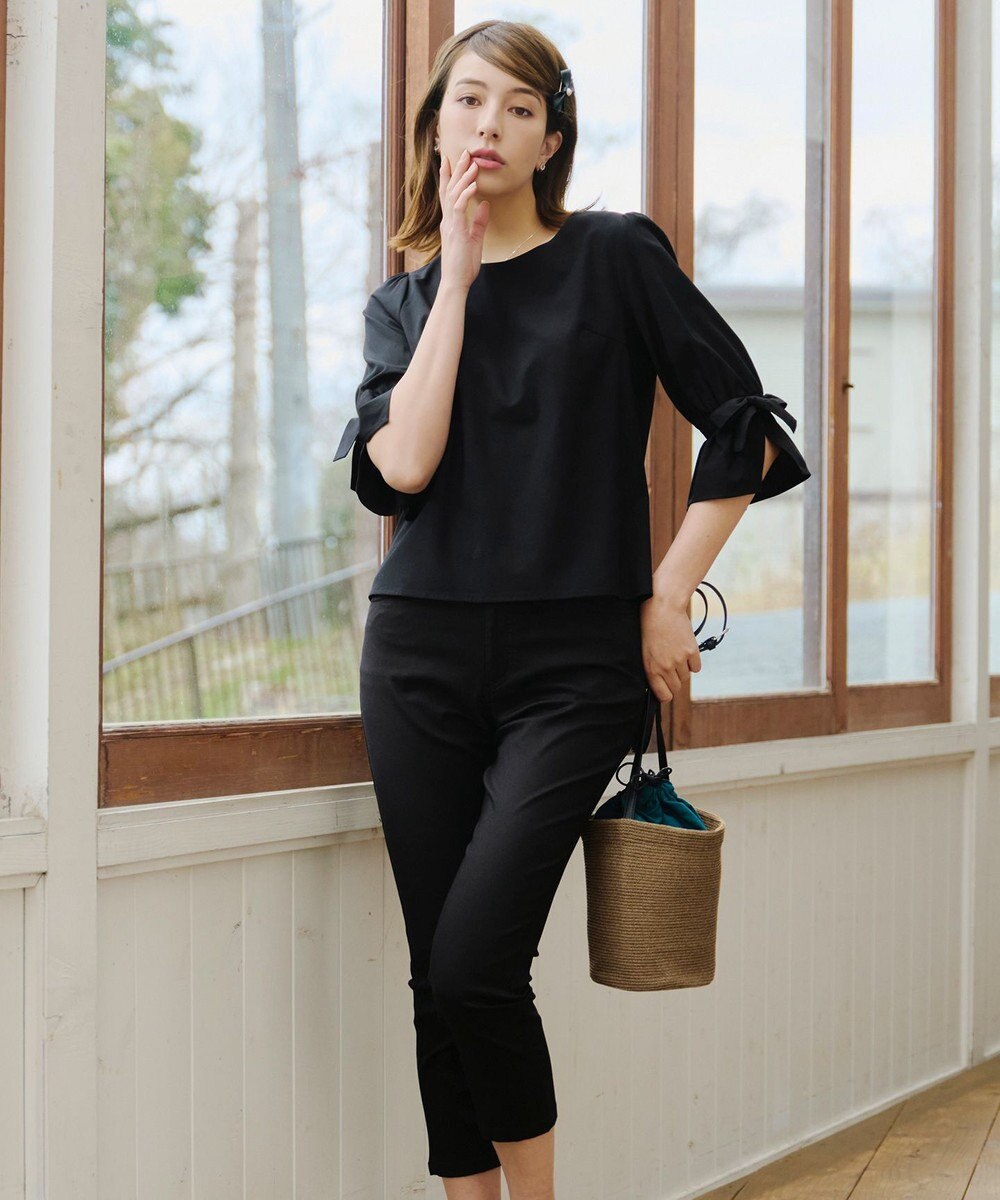 Tiaclasse L 【洗える】リボンスリーブブラウス 