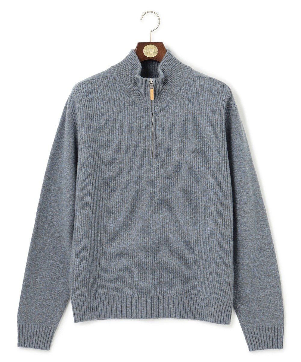 J.PRESS MEN 【Cash Lamb's Wool】畔編みハーフジップ ニット 