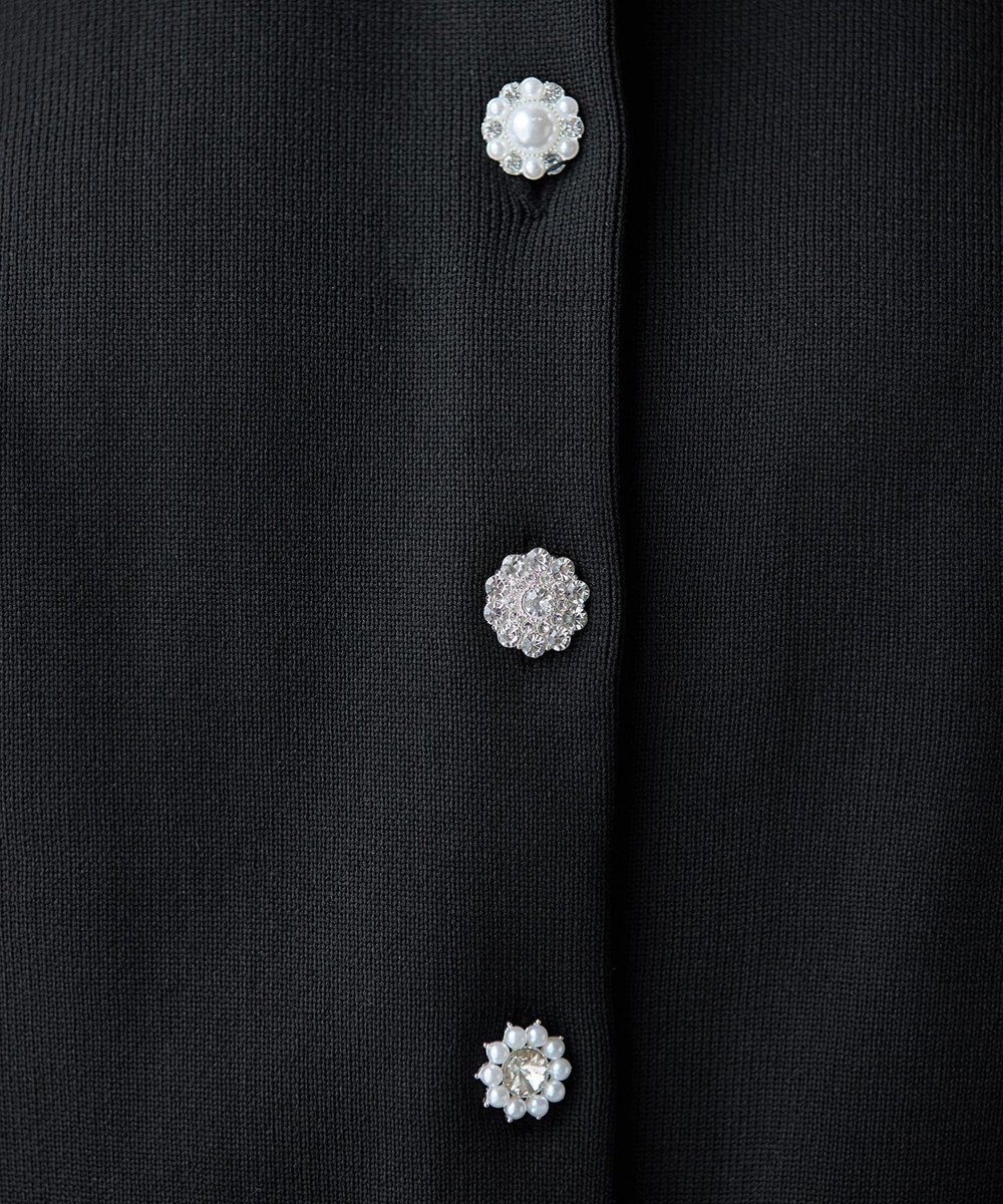 Tiaclasse L 【洗える】中空糸ビジューボタンカーディガン 