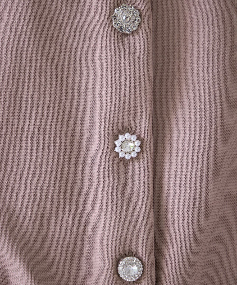 Tiaclasse L 【洗える】中空糸ビジューボタンカーディガン 