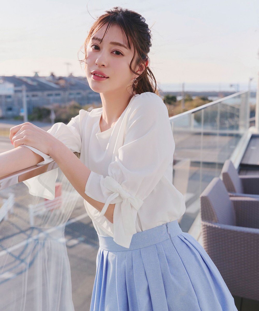 Tiaclasse L 【洗える】リボンスリーブブラウス 