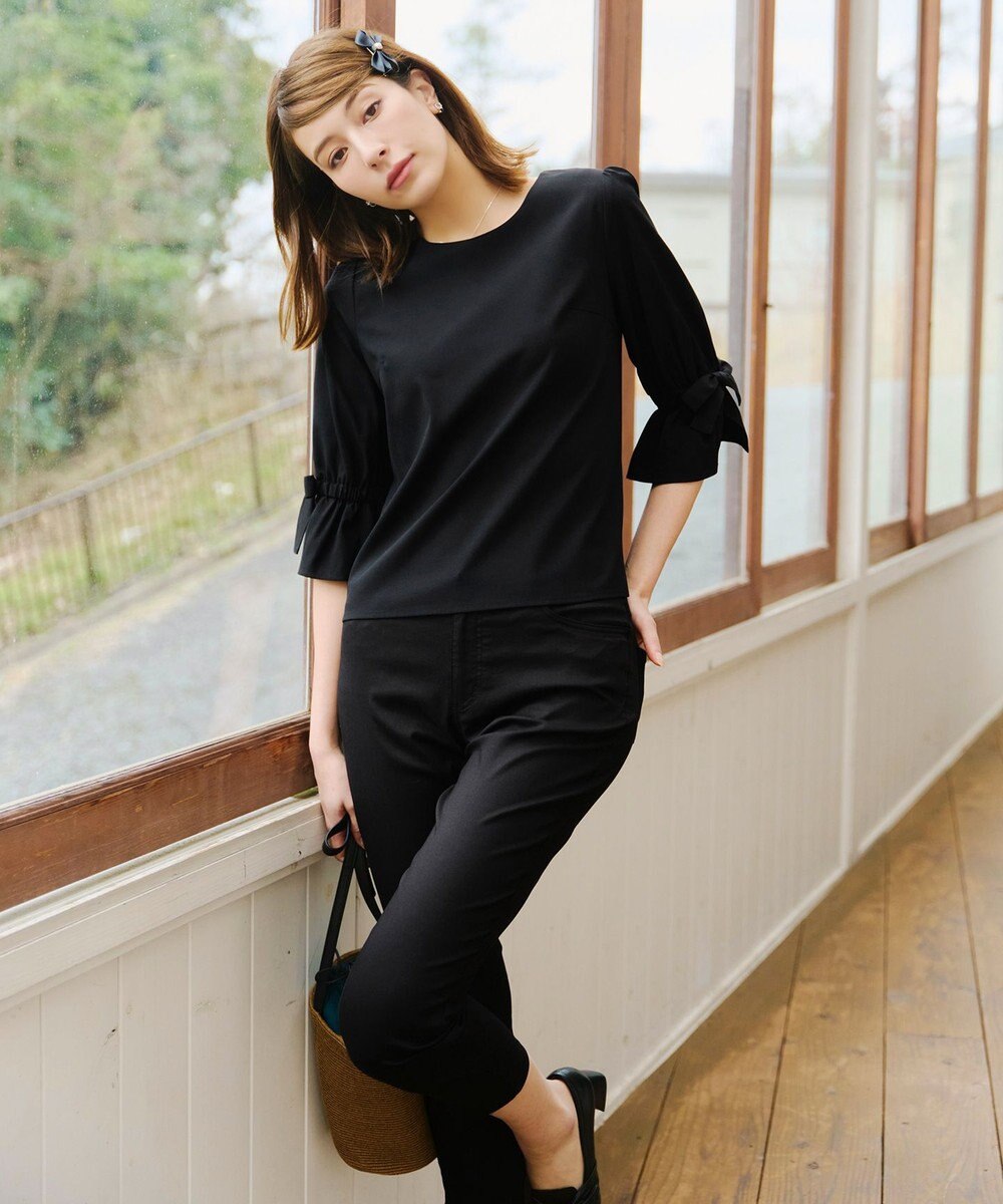 Tiaclasse L 【洗える】リボンスリーブブラウス 