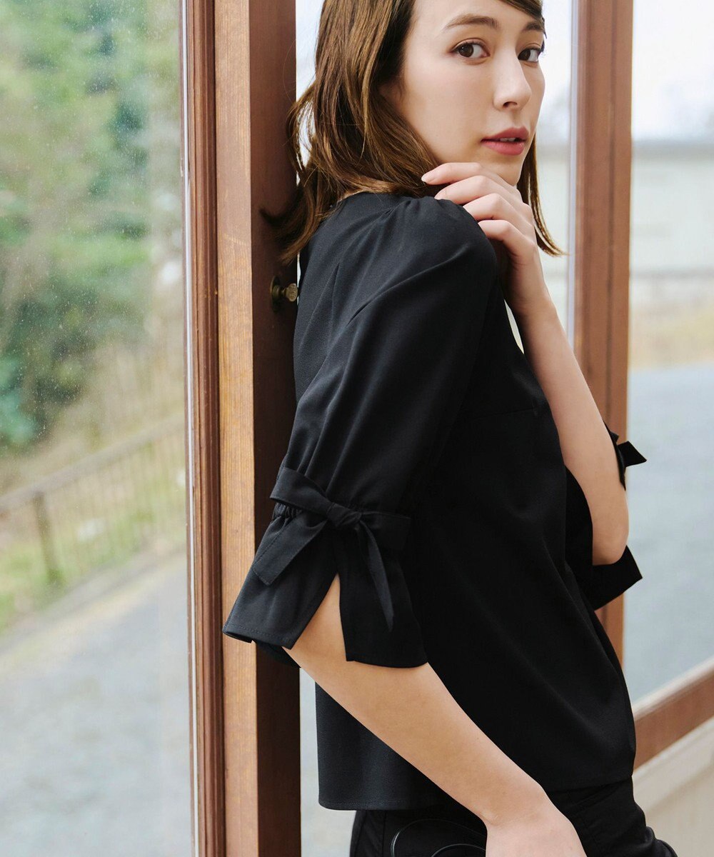 Tiaclasse L 【洗える】リボンスリーブブラウス 