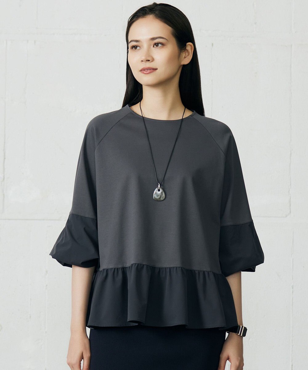 自由区 L クリアコットンポンチペプラム カットソー 