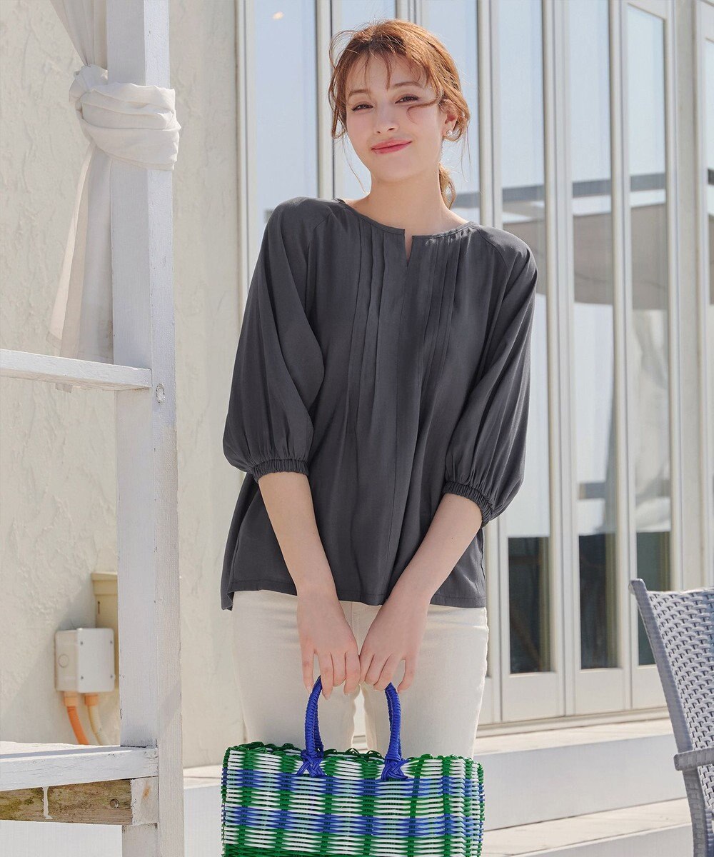 Tiaclasse L 【洗える】ラグランタックブラウス 