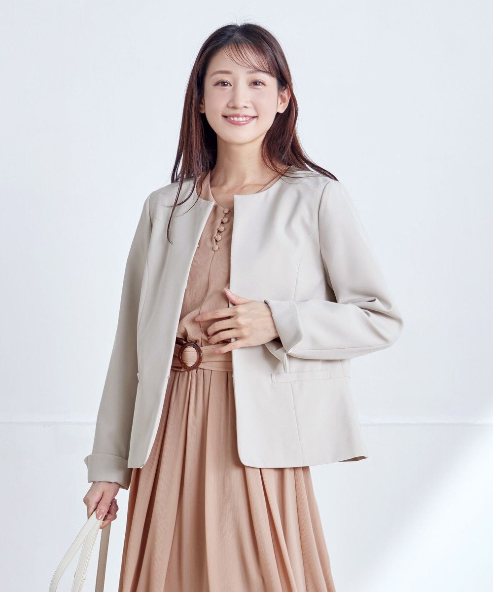 Tiaclasse L 【ダブルクロス・洗える】ノーカラージャケット 