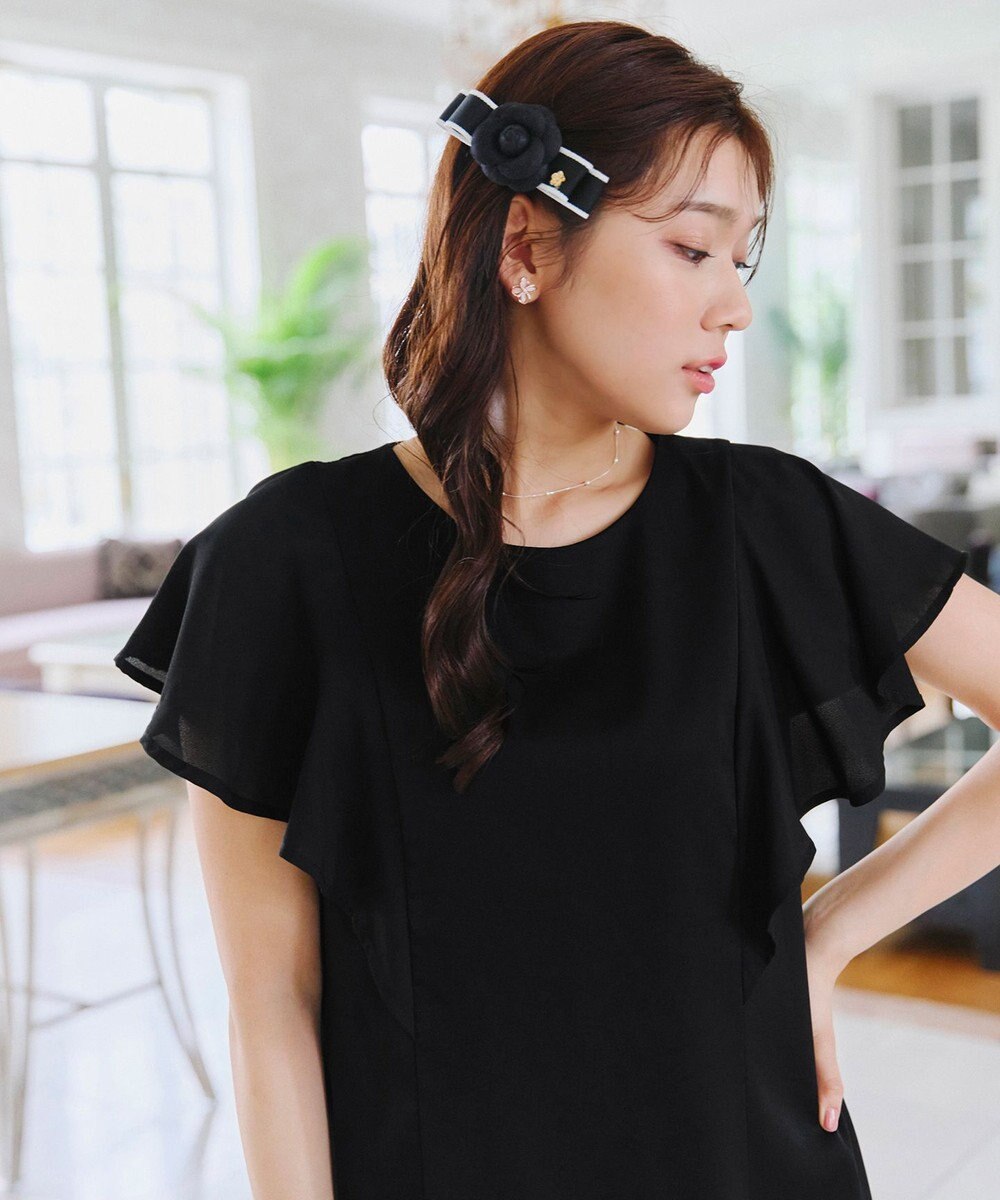 Tiaclasse 【洗える】フレアスリーブ花柄サックワンピース 