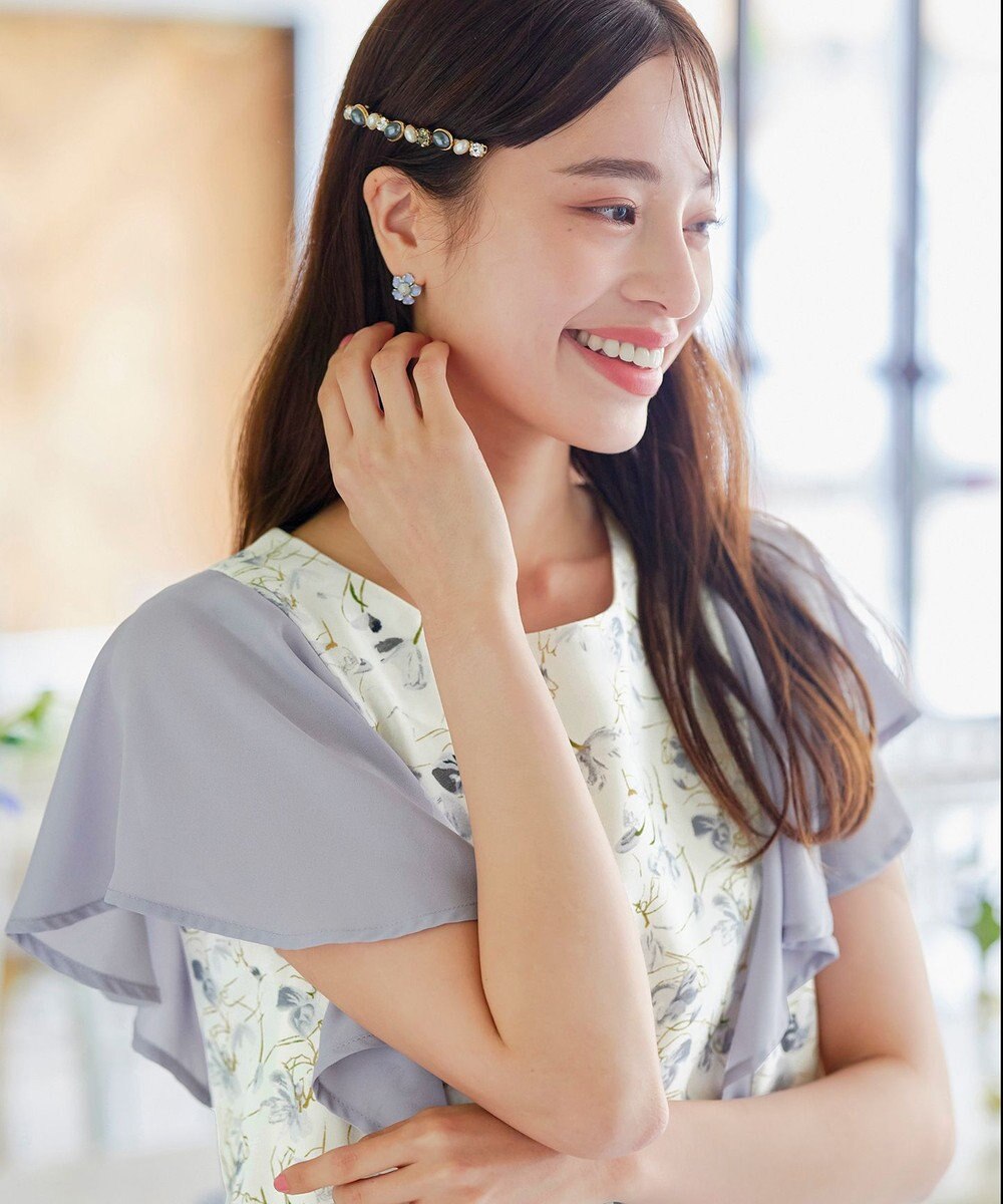 Tiaclasse 【洗える】フレアスリーブ花柄サックワンピース 