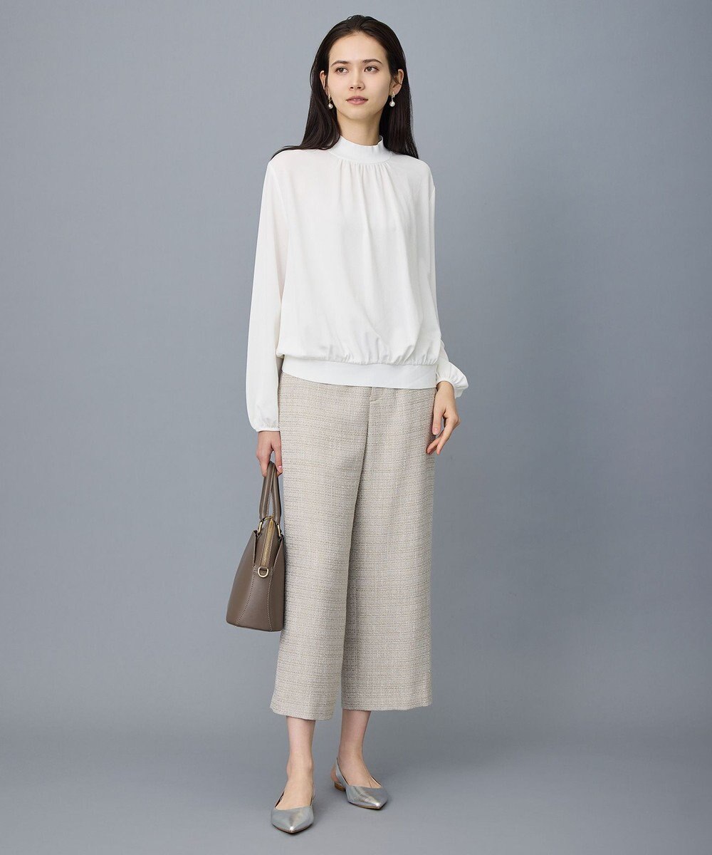 自由区 L 【17号サイズまで展開・カタログ掲載】ライトミックスツィードワイド パンツ 