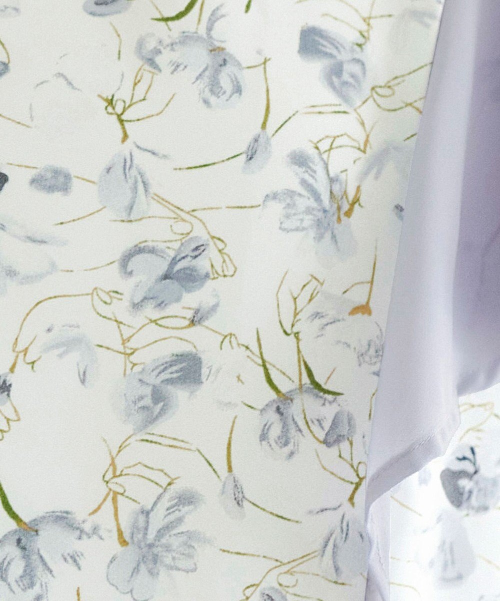 Tiaclasse 【洗える】フレアスリーブ花柄サックワンピース 