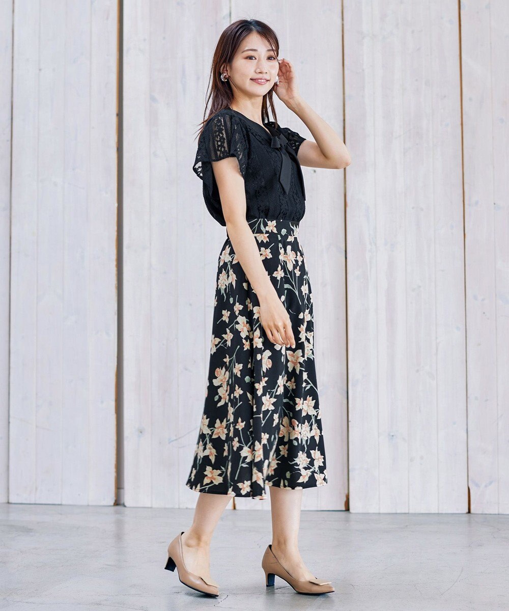 Tiaclasse 【洗える】幅広く活躍が期待できるボウタイレースブラウス 