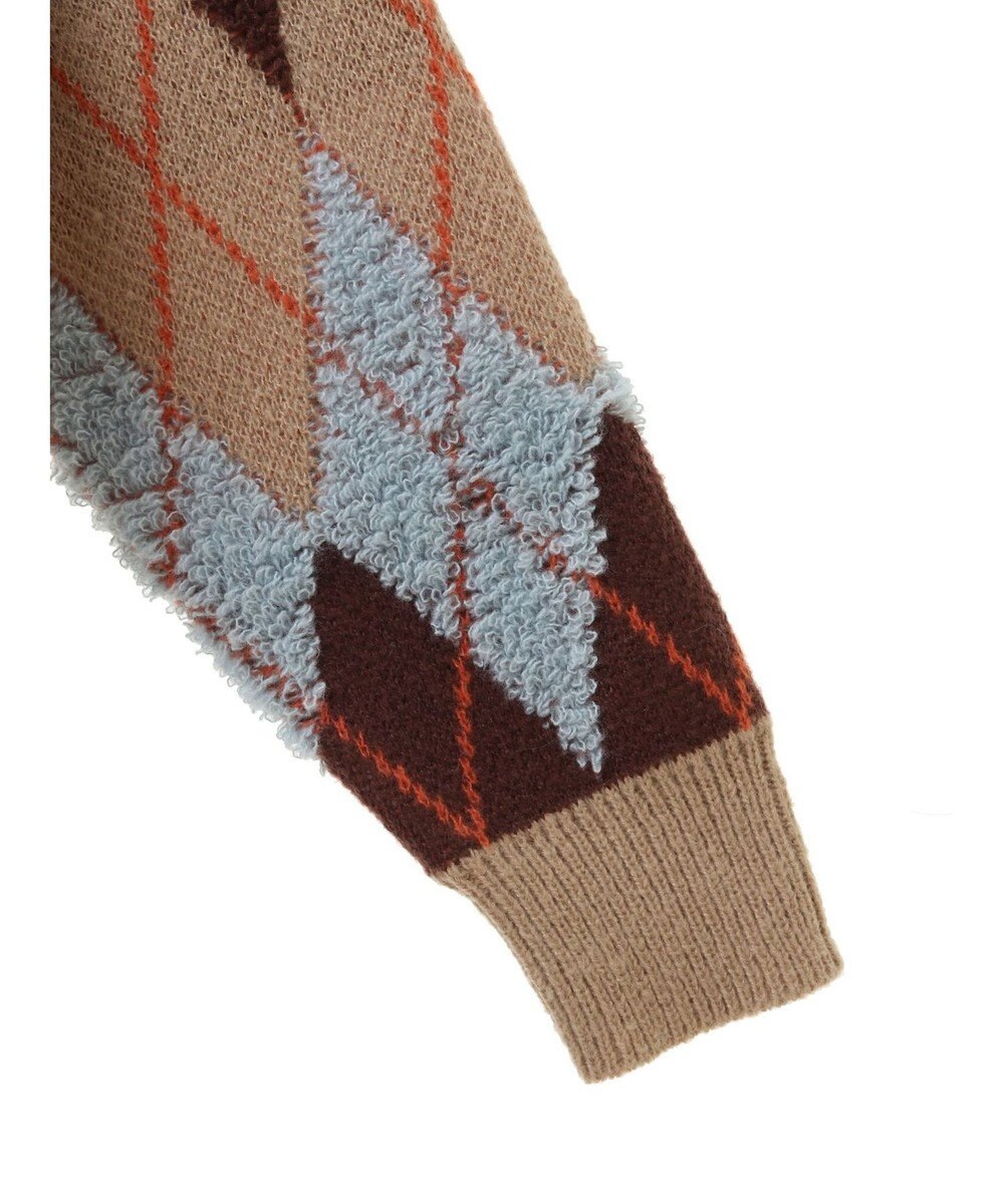 earth music&ecology ループ編みアーガイルカーディガン 