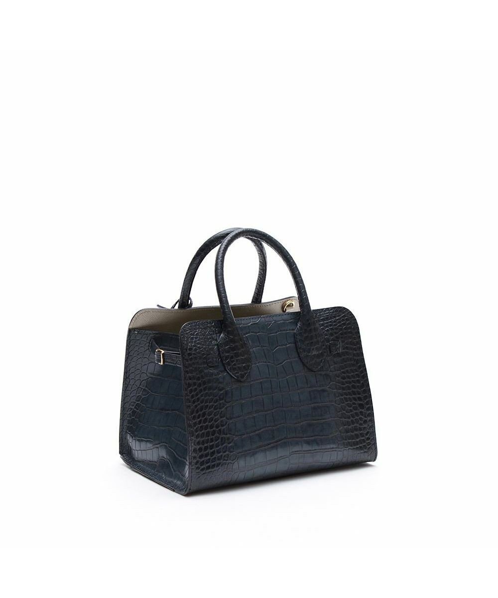 A.D.M.J. 【牛革】クロコ型押しサイドバックルトート25cm(ショルダーストラップ付) 