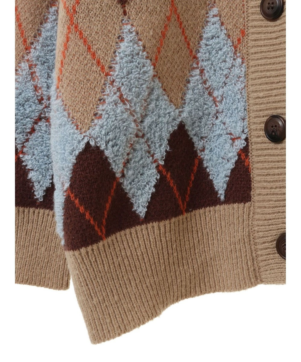 earth music&ecology ループ編みアーガイルカーディガン 