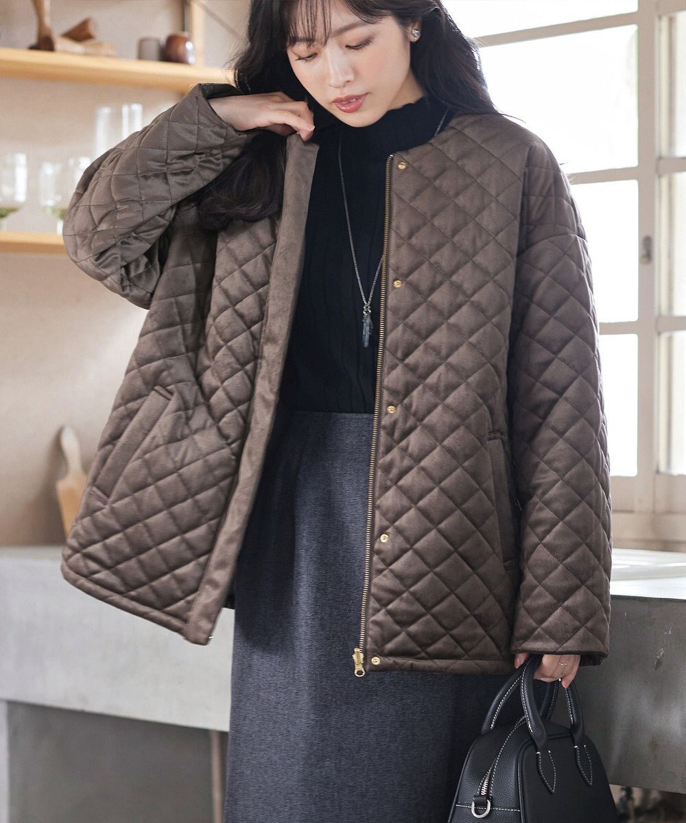 Tiaclasse 【リバーシブル】表裏2WAYベロアキルティングブルゾン 