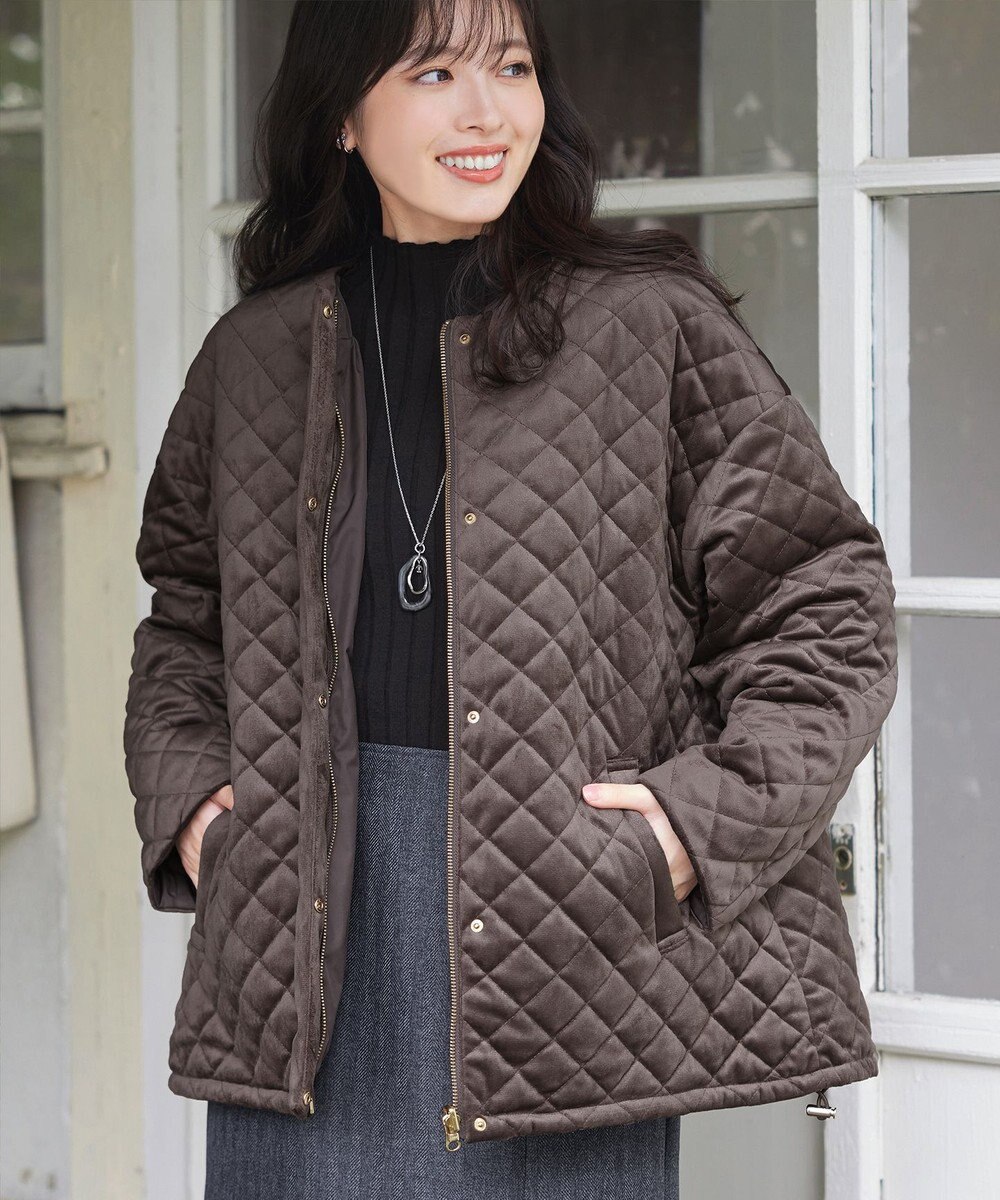 Tiaclasse 【リバーシブル】表裏2WAYベロアキルティングブルゾン 