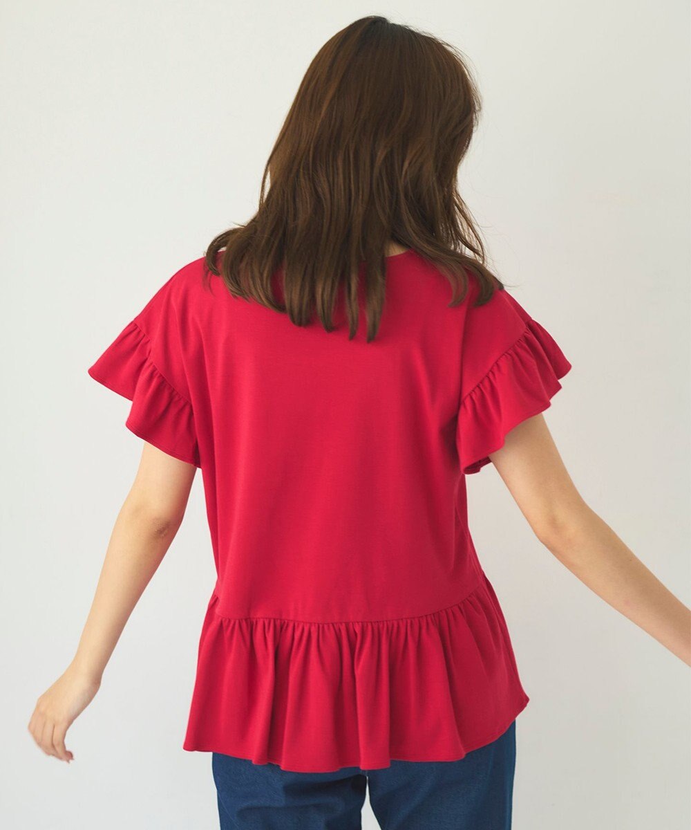 Feroux 【UVケア】フリルスリーブペプラム カットソー 