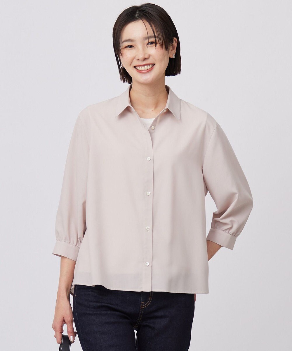 J.PRESS LADIES 【洗える】スパンローン バックプリーツ ブラウス 